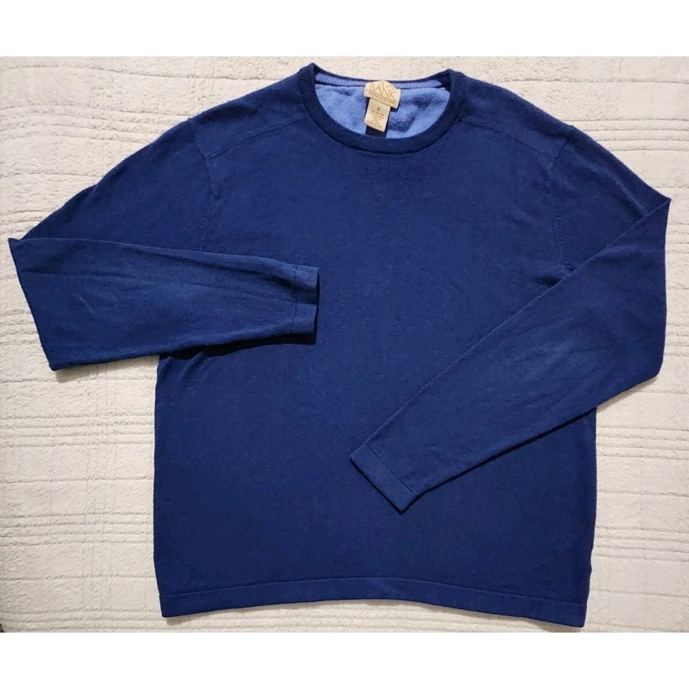 Jos A Bank Cashmere Blend Men's Medium Blue Long‎ Sleeve Crewneck Sweater